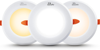 MURPHY 7W Comet 3-in-1 Round LED Conceal Panel Light |Cool/Warm/Natural White Pack of 2 Recessed Ceiling Lamp(Multicolor)