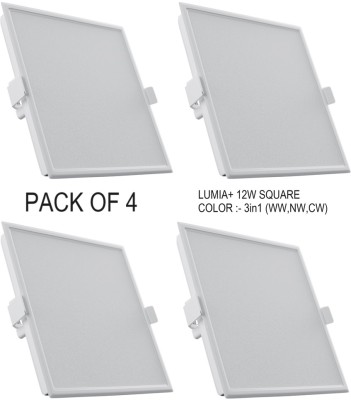 Nortek Lumia+ 12W Square 3in1 Led Panel Light Color Changing Led Light Pack of 4 Recessed Ceiling Lamp(White)