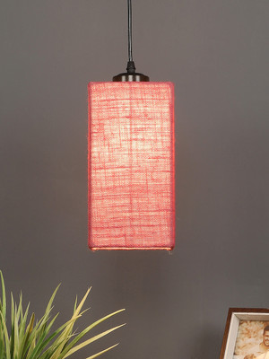 Devansh Pink Jute Square Hanging Lamp For Home, Office And Living Area Pendant Lamp Ceiling Lamp(Pink)