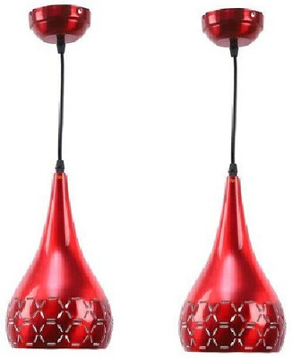 Areezo Areezo Hanging Pendent Cutting Design Red Color (Bulb Not Included) (Pack Of 2) Pendant Lamp Ceiling Lamp(Red)