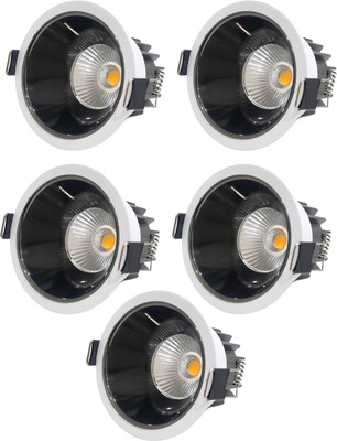 D'Mak D'Mak 7W LED COB Spot Light White Body Shining Black Reflector Wh 5 Ceiling Light Ceiling Lamp(White)
