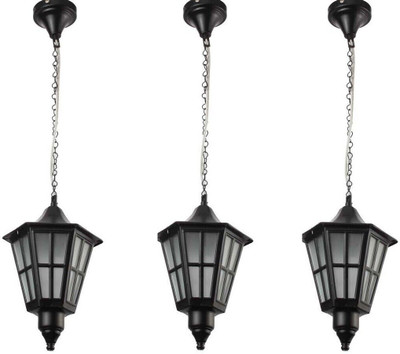 Areezo Metal Black Hanging Pendant Light For Decorative(Bulb is Not Includ) (PACK OF 3) Pendant Lamp Ceiling Lamp(Black)
