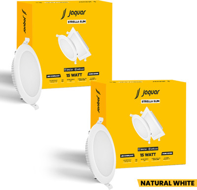 Jaquar Strella Slim 15W Round Recess Down Light - Natural White (Pack of 2) Ceiling Light Ceiling Lamp(White)