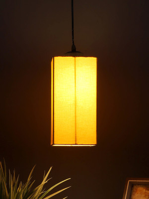 Devansh Yellow Cotton Square Hanging Lamp For Home, Office And Living Area Pendant Lamp Ceiling Lamp(Yellow)