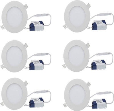 GALAXY 6 watt Round Slim panel Warm White (Yellowish) light False ceiling light pack of 6 Recessed Ceiling Light Ceiling Lamp(Yellow)
