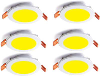 Dhija 7 Watts Warm White ( Yellow ) Round Led Panel Conceal Down Light Pack of 6 Ceiling Light Ceiling Lamp(Yellow)