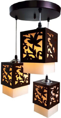 VAGalleryKing 3Light Squre Wooden Box With Glass Hanging Chandeliers Pendant Lamp Ceiling Lamp(Black)