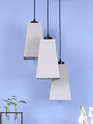 Devansh Devansh Grey Cotton Pyramid Cluster Hanging Lamp Pendant Lamp Ceiling Lamp(Grey)