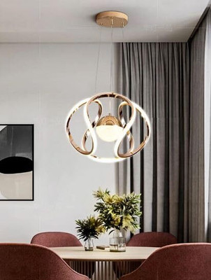 GENREE Roof Luxury Mordern Style Ring LED Chandelier 3 Light (WW/WH/NW) Light Chandelier Ceiling Lamp(Gold)