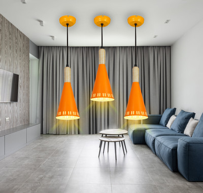 GAUVIK GAU- 032 ORANGE CONE KATORI(Pack of 3) Pendant Lamp Ceiling Lamp(Orange)
