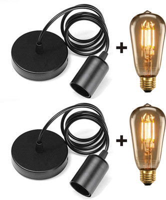 Hybrix LED E26/E27 Holder Ceiling Pendent Light for Screw Holder Bulb, With Bulb, 2 Pendants Ceiling Lamp(Black)