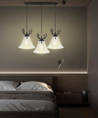 KINIS KIN-JALWA PVC GLASS LINEAR THAALI Cluster Pendant Light Chandelier Ceiling Lamp(Clear)