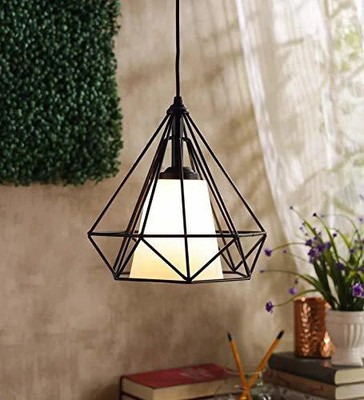 GAUVIK GAU-DIAMOND WHITE GLASS HANGING Pendant Light/Hanging Light/Ceiling Light for Restaurant,Bedroom,Living Room and Home Decor Pendant Lamp Ceiling Lamp(Black, White)