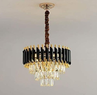 Virya Crystal Black Gold Polish metal 400mm hanging Pendant Jhoomer Chandelier Ceiling Lamp(White)