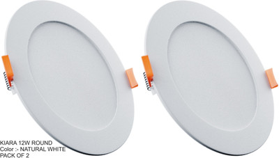 Nortek Kiara 12W Round Natural White Led Panel Ceiling Light Pack of 2 Recessed Ceiling Lamp(White)