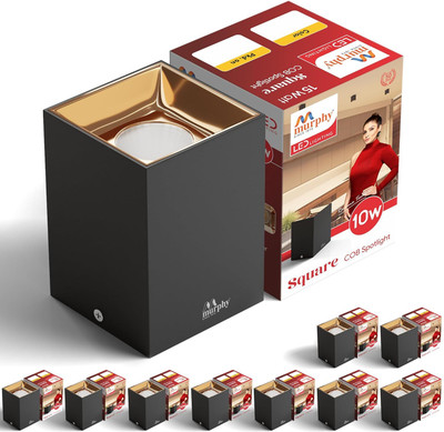 MURPHY LED 10 Watt Warm White Square Surface Cylindrical Pack of 10 Ceiling Light Ceiling Lamp(Black)