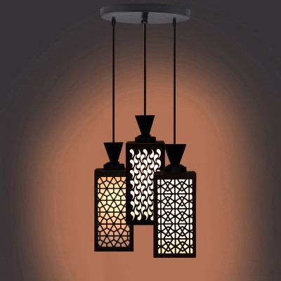 1st Time Wood Pendant Hanging Ceiling Light Lamp Of 3 Lamp Shade For Indoor Lighting Pendants Ceiling Lamp(Black, White)