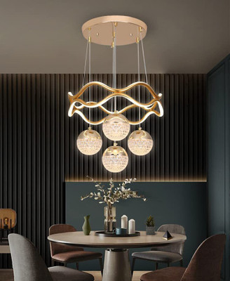 Blissbells Golden 5 Light Curvy LED Pendant Chandelier Light Pendant Lamp Ceiling Lamp(Gold)