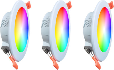 MVL Maxa 10-Watts 7-in-1 Multicolour Round Led Conceal Down Light Pack of 3 Ceiling Light Ceiling Lamp(Multicolor)