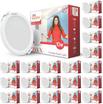 MURPHY Aluminium Trimless Round 10-Watt Led Panel Ceiling Light (Cool White) Pack Of 20 Recessed Ceiling Light Ceiling Lamp(White)