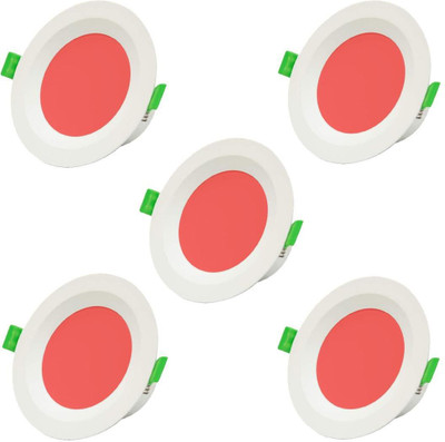 REMEN 5W Round LED Panel Conceal Down Light (Red, Pack of 5) Recessed Ceiling Light Ceiling Lamp(Red)