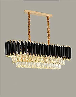 Risa 600x300 MM Gold Black Crystal Pendant Chandelier Ceiling Lights Hanging Chandelier Ceiling Lamp(Black, Gold)