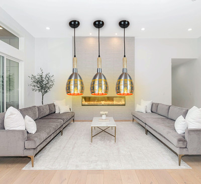 GENREE GEN-SILVER 1201 HL, PACK OF 3 Pendant Lamp Ceiling Lamp(Silver)