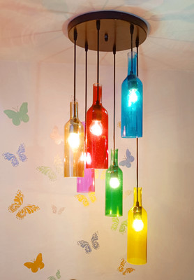 KrefihR 6 Light Multi Round Hanging Ceiling Lamp Jhhomar Pendants Ceiling Lamp(Multicolor)