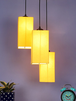 Devansh Devansh Yellow Cotton Square Cluster Hanging Lamp Pendant Lamp Ceiling Lamp(Yellow)