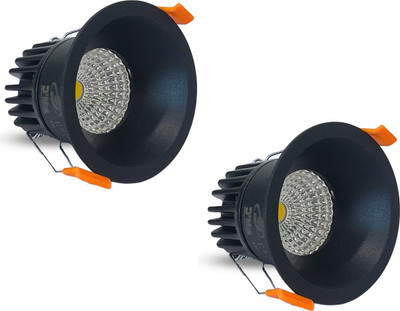 D'Mak D'Mak 12W Black Body LED Deep COB Light Pack of 2 Ceiling Light Ceiling Lamp(White)