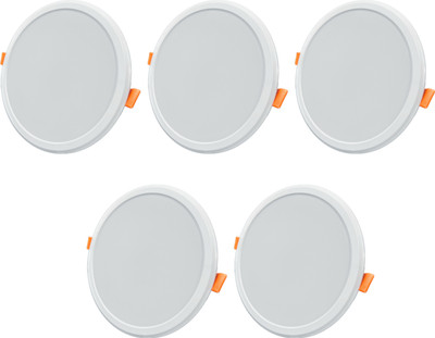ASTER LITE 8W Neutral White (4000K) Slim Round LED Panel/Recessed Ceiling Light (Pack of 5) Recessed Ceiling Light Ceiling Lamp(White)