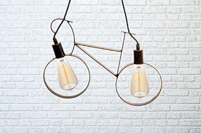 MARICAL NOAE™Black Cycle Hanging/Pendant Lamp - Two E27 Holder - Matte Black Finish - Retro/Vintage Look Pendant Lamp Ceiling Lamp(Black)