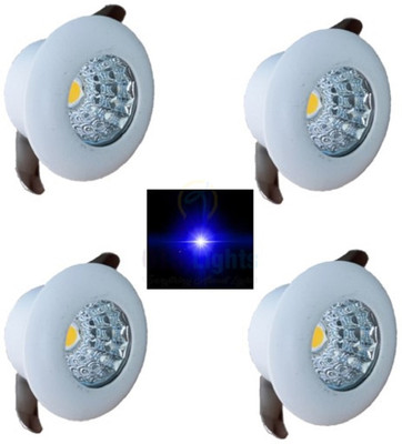 OTSLights 1W Button LED Furniture Spot Down Light, Round(Pack of 4)(Blue) Recessed Ceiling Lamp(White)