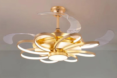 Blissbells 8 Gold Rings Ceiling Fan Chandelier with Remote Control Chandelier Ceiling Lamp(Gold)