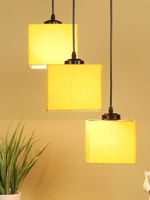 Devansh Square Yellow Cotton Cluster Hanging Lamp For Home, Office And Living Area Pendant Lamp Ceiling Lamp(Yellow)