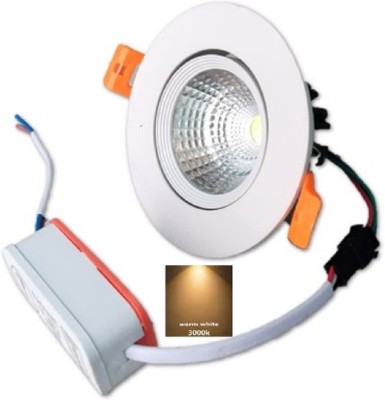 RADIANT LED COB Down Light - (Warm White, 4 Watt) (6.8 cm x 6.8 cm x 3.5 cm) Cutout 2'' Recessed Ceiling Lamp(White)