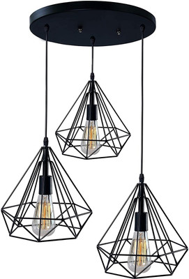 GAUVIK GAU-CLUSTER HANGING DIAMOND THALI Cluster Pendant Light/Cluster Hanging Light/Cluster Ceiling Light for Restaurant,Bedroom, Living Room and Home Decor Chandelier Ceiling Lamp(Black)