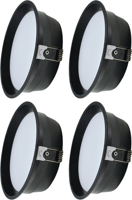 ASTER LITE 15W LED Panel Light Round, Deep Down Light (Cool White, Pack of 4) Recessed Ceiling Light Ceiling Lamp(Black)