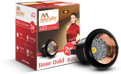 MURPHY 2W Rose Gold Finish Button LED Spot Light | Pack of 1 | Warm White Spot Light Ceiling Lamp(Yellow)