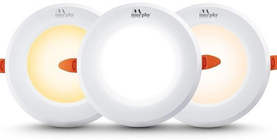 MURPHY 7W VIVO 3-in-1 Round LED Conceal Panel Light |Cool/Warm/Natural White –Pack of 2 Recessed Ceiling Light Ceiling Lamp(Multicolor)