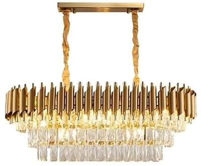 Risa crystal Gold polish metal 800x300mm chandelier hanging ceiling pendant jhoomer Chandelier Ceiling Lamp(Gold)