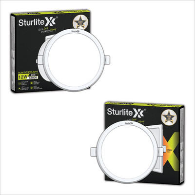 Sturlite Dex 12W Round LED Downlight|Cool Temperature - (Pack of 2) Ceiling Light Ceiling Lamp(White)