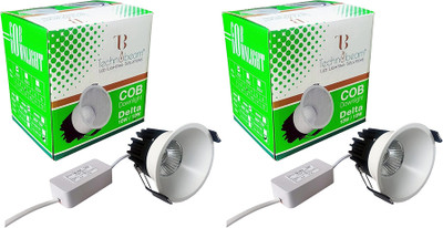 TB Technobeam LED Delta 12 Watt Natural White 4000K Round COB Light /Recessed Surface-Pack 2 Ceiling Light Ceiling Lamp(Clear)