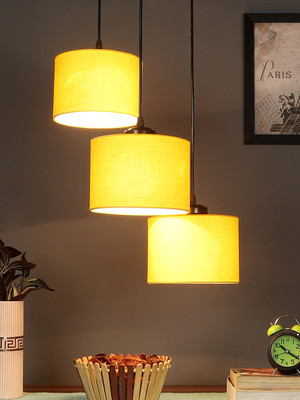 Devansh Devansh Yellow Cotton Round Drum Cluster Hanging Lamp Pendant Lamp Ceiling Lamp(Yellow)