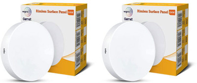Wipro Garnet 24W Rimless Round LED Surface Panel|Cool White (Pack of 2) Ceiling Light Ceiling Lamp(White)