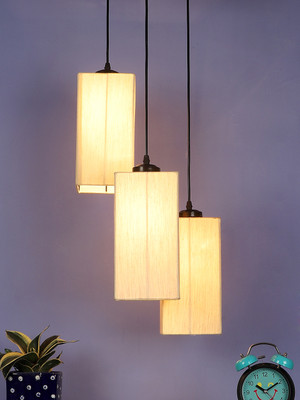 Devansh Devansh off-white Cotton Square Cluster Hanging Lamp Pendant Lamp Ceiling Lamp(White)