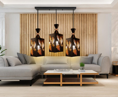 GAUVIK GAU- 1301 BLACK LINEAR THAALI Chandelier Ceiling Lamp(Black)