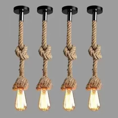 XOZTI JUTE ROPE HANGING LAMP Pendants Ceiling Lamp (Brown) PACK OF 4 Pendant Lamp Ceiling Lamp(Brown)