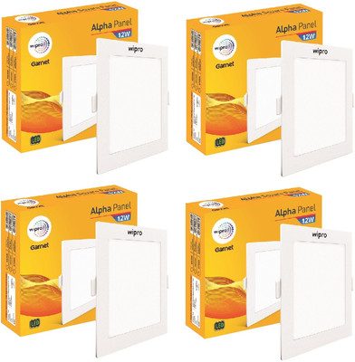 Wipro Garnet 12w Alpha Panel Square (Pack of 4 ) Recessed Ceiling Light Ceiling Lamp(White)