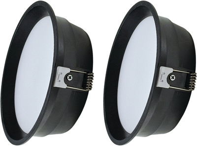 ASTER LITE 8W LED Panel Light Round, Deep Down Light (Cool White, Pack of 2) Recessed Ceiling Light Ceiling Lamp(Black)